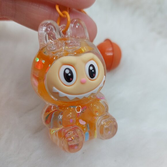 2/$19 Labubu Flowing Sand Exquisite orange keychain with bell - Picture 7 of 8